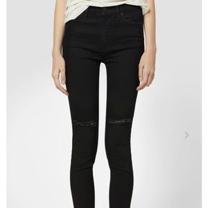 Hudson high waist Barbara black jeans. Size 27. Distressed in the knees.